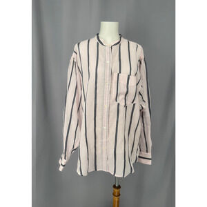 Isabel Marant Etoile Satchell Shirt Womens 42 Pink Striped Button French Country